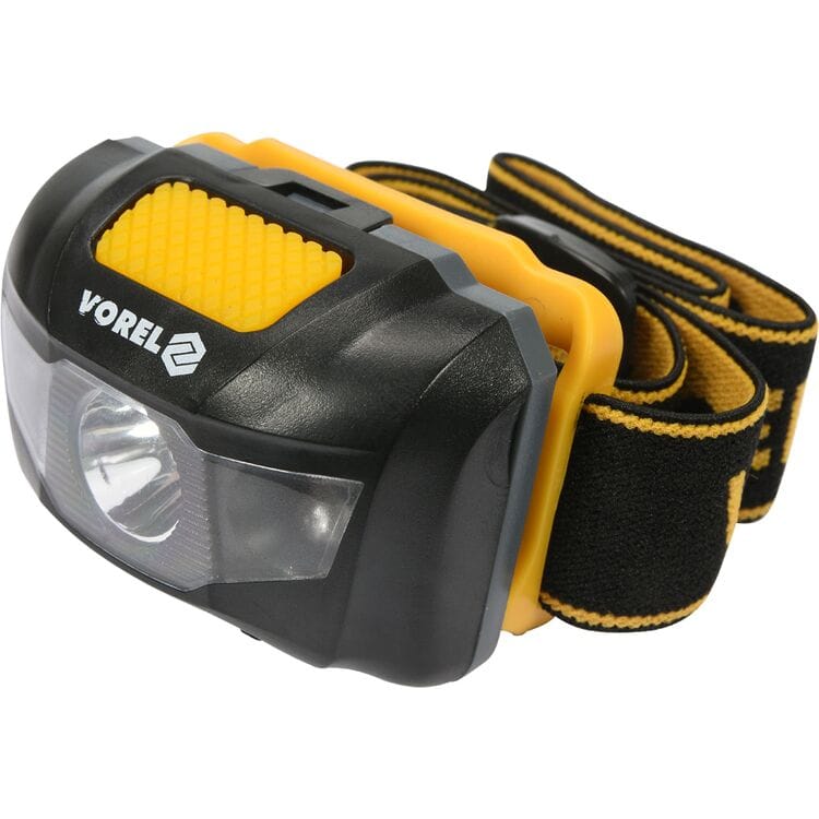LED ліхтар налобний 1W 100Lm 2 режими (1+2 LED) на батарейках 3хААА VOREL