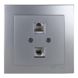 Розетка Nilson Touran срібло комп'ютерна 2-на CAT5e RJ45