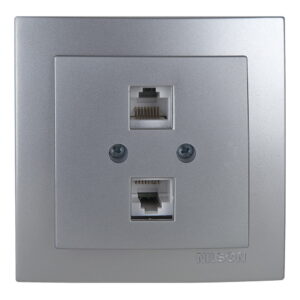 Розетка Nilson Touran срібло комп'ютерна 2-на CAT6e RJ45